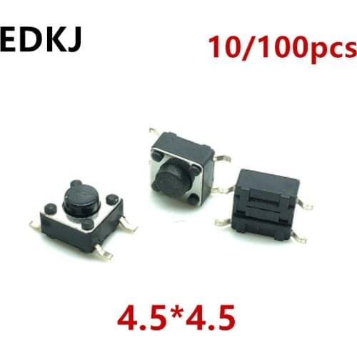 10/100Pcs 4.5*4.5*3.8/4.3/4.5/5/5.5/6/7/8/9/10(H)mm DIP Square Head Micro Push Button Tactile Tact Electronic Momentary Switch