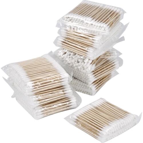 100pcs/ Pack Double Head Cotton Swab Baby Women Makeup Cotton Buds Tip For Medical Wood Sticks Nose Ears Cleaning Health Care