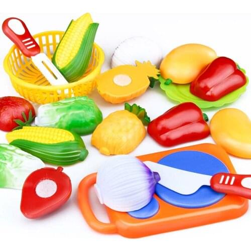 Dropshipping 12 Pcs Set Kids Kitchen Toy Plastic Fruit Vegetable Food Cutting Pretend Play Early Educational Children Toys