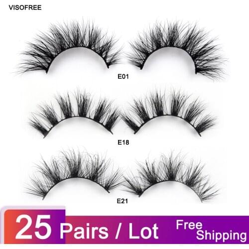 25pairs/lot Visofree Eyelashe Mink Eyelashes 3D Mink Hair Lashes Wholesale Real Mink Fur Handmade Crossing Thick Lashes Makeup