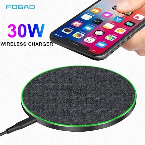 30W Fast Wireless Charger For Samsung Galaxy S20 S10 S9 Note 20 10 USB C Qi Charging Pad for iPhone 12 Mini 11 Pro XS Max XR X 8