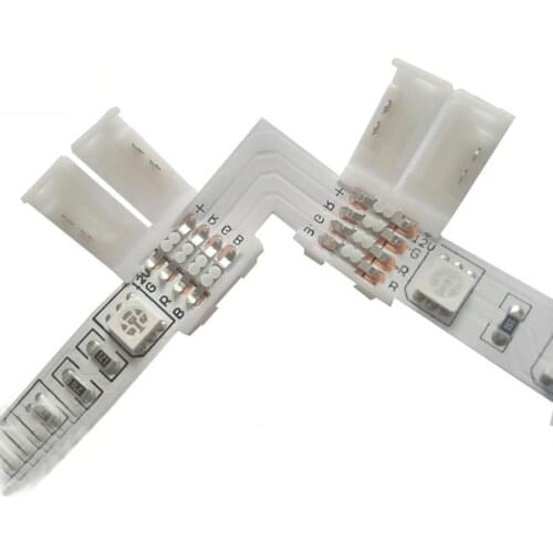 5pcs 4 pin LED Connector L Shape For connecting corner right angle 10mm 5050 LED Strip Light RGB Color