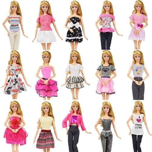5 Pcs/lot Random Style Mixed Handmade Doll Clothes Dress Accessories Pants Skirt Clothes Dress Suit for Barbie Doll Accessories
