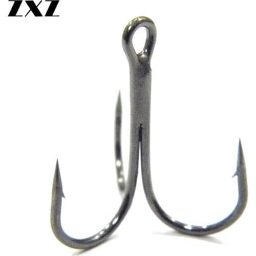 50Pcs Strong Fishing Hooks High Carbon Treble Hooks Super Sharp Solid 2# 1/0# 2/0# 3/0# Triple Barbed Steel Fish Hook Tackle