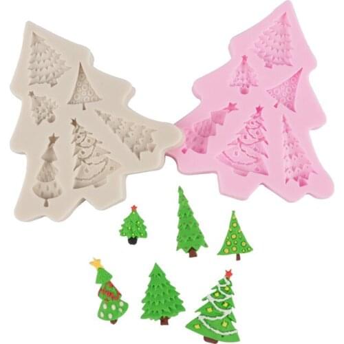 6 even Christmas tree shape fondant cake decorating mold silicone chocolate sugarcraft gumpaste mold