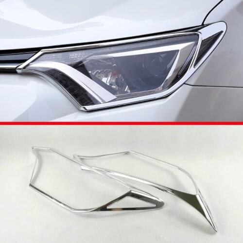 ABS Chrome Headlight Lamp Cover Trim For TOYOTA RAV4 2016 2017