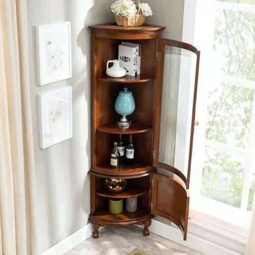 American furniture factory wine cabinet solid wood corner cabinet European corner storage cabinet living room storage cabinet co