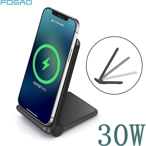 FDGAO 30W Qi Wireless Charger For iPhone 12 11 Pro 8 XS Max XR Fast Charging Stand For Samsung S21 S20 Note 20 10 Xiaomi 11 10