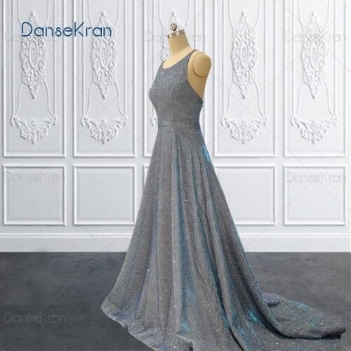 Sparkly Prom Dresses 2021 Criss-Cross Lace Up Back Evening Dress For Party Floor Length A-line Formal Gowns For Women