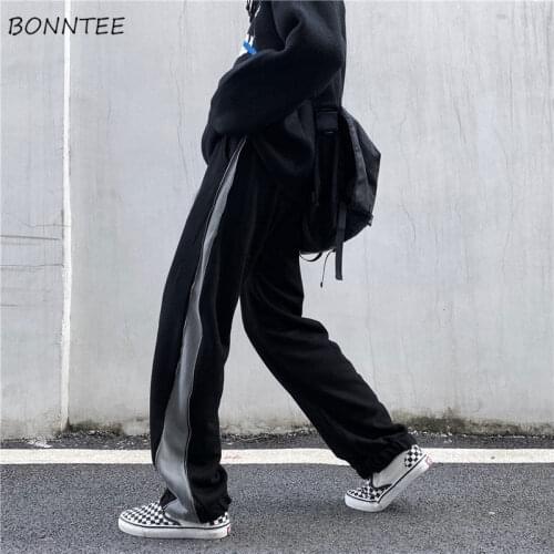 Casual Pants Women Design High Waisted Chic Spring 2021 Thick Daily Ins Ulzzang Aesthetic Stylish College Baggy Harajuku Spliced