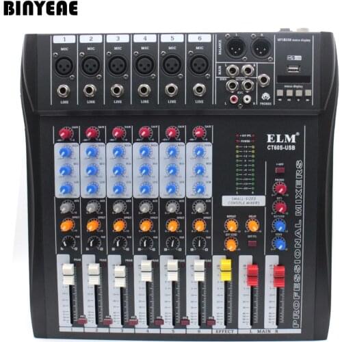 CT60S Professional Audio Mixer 6 Channels Mezcladora De DJ