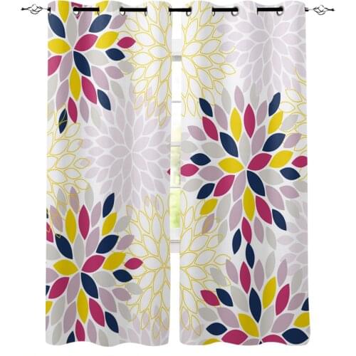 Dahlia Colorful Flower Window Interior Curtain Valance Door Room Drape for Kitchen Living Room Bedroom Decoration Curtains