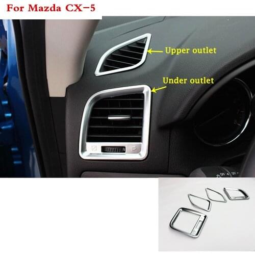 For Mazda CX-5 CX5 2013 2014 2015 2016 car inner cover frame lamp trim ABS chrome front Air conditioning Outlet Vent lamp 4pcs