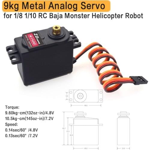 DM0900 Metal Gear 9kg Standard Servo for 1/8 1/10 RC Car Redcat Traxxas HPI HSP Kyosho Team Absima Hobao LRP DF FS ZD Racing