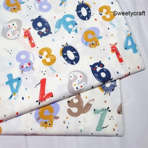 160*50cm Cartoon Number Printed Cotton patchwork Fabric Quilting material for DIY Sewing dolls and Dress Needlework Accessories