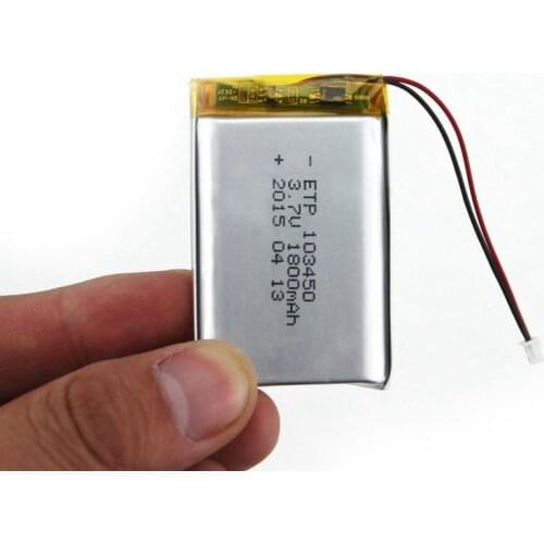 Quality 103450 3.7V 1800MAH lipo polymer lithium rechargeable battery for MP3 GPS navigator DVD recorder headset e-book camera
