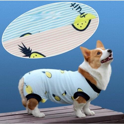 Fashion New Striped Dog Jumpsuit Pet Four-legged Vest Print Teddy Corgi Golden Retriever Thin Dog Kawaii Clothes Dog Pajamas