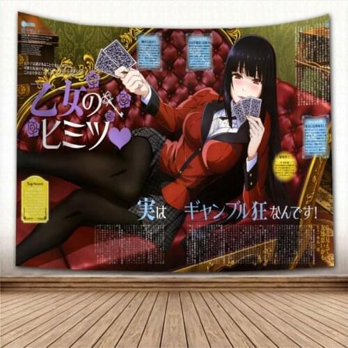 Nice Kakegurui Anime Tapestry Colorful Psychedelic Decorative Carpet Wall Fabric For Living Room Bedroom Tapestries Accessories
