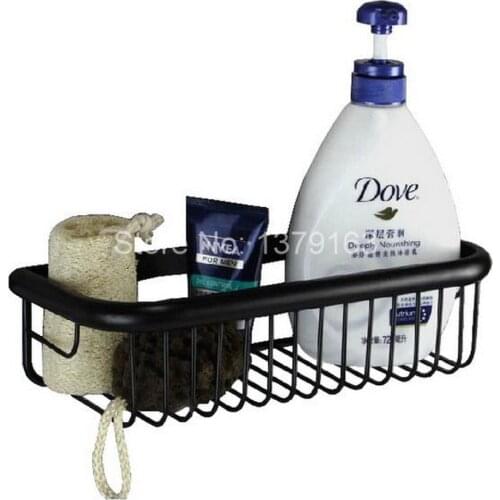 Black Oil Rubbed Brass Wall Mounted Bathroom Accessory Single Tier Soap / Sponge Corner Shower Storage Basket aba065