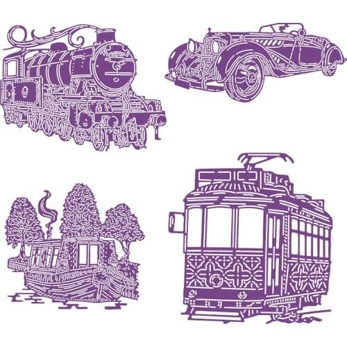 Canal Boat Metal Cutting Dies Vintage Car Steam Train Bus Tram Stencils For DIY Scrapbooking Decor Embossing Handcraft 2019 Die
