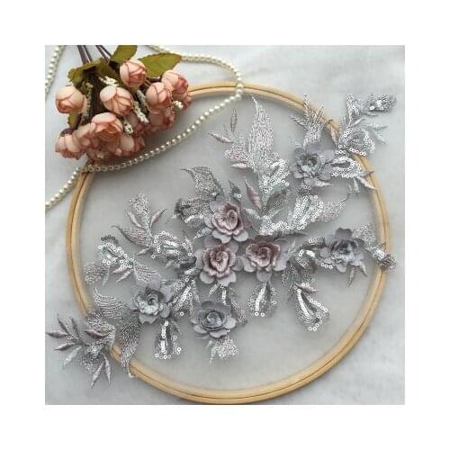 Multi-color 3D flower Beads Sequins DIY Wedding Dress Tiara Dance Performance Clothing Accessories