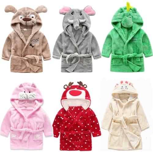 Boys Girls Nightgown Clothing Winter Warm Costume Pajamas Cosplay Cute Cartoon Casual Home Wear Robes Hooded Sleepwear Clothes