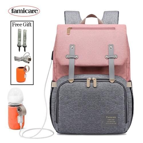New Mummy Diaper Bag Baby Stroller Bag USB Charging Waterproof Oxford Women Handbag Maternity Nursing Nappy Backpack Travel Bags