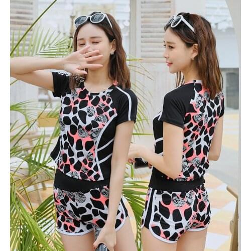 2020 New Swimsuit Female Hot Spring Conservative Split Pants Two-Piece Student Slimming Swimsuit Wholesale 665816