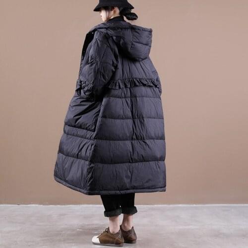 2021 Winter New Korean Loose Down Jacket Women Windproof Warm Hooded Parkas Snow Outwear Oversized Long 90% White Duck Down Coat
