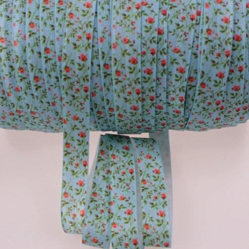 Newest Arrival! 5/8" Heat Transfer Printed Fold Over Elastic Ribbon, Flower print FOE for childrens accessories, 50yards/lot