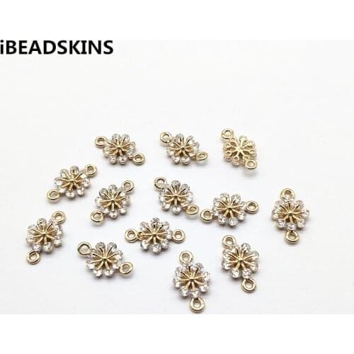 New arrival! 15x9mm 50pcs Cubic Zirconia Flower shape Connector for Earrings parts/hand Made Earrings make/ Jewelry Findings DIY