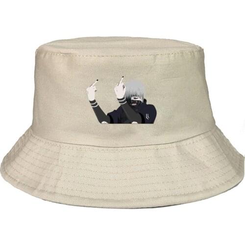 Men women Fashion Panama Bucket Hat Anime Tokyo Ghoul Summer Sport Graphic Cap Sun Visor Headwear Color Fishing Casual Hats