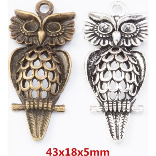 10 pieces of retro metal zinc alloy owl pendant for DIY handmade jewelry necklace making 7786
