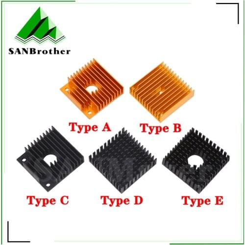 3D Printer Aluminum Motor Heatsink Black Gold Radiator 40 x 40 x 10mm for 42 stepper motor MK7/MK8 Extruder Heat Sink