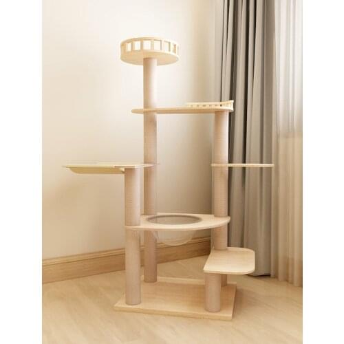Cat Climbing Frame Solid Wood Rattan Cat Litter Cat Jumping Platform Cat Tree Cat Villa Cat Scratching Post Space Capsule