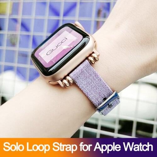 Sport Canvas Strap For Apple Watch 4 3 2 band 40mm 44mm Adjustable Elastic Wristband bracelet For iWatch Series SE 6 5 38mm 42mm