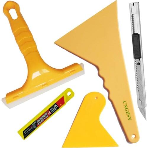 Glass Wiper Water Squeegee Long Handle Corner Scraper Vinyl Cutting Art Knife Vinyl Safety Cutter Knife Window Clean Blades K36