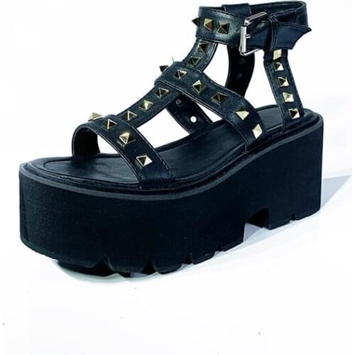Block heel shoes chunky sandals Casual Shoes platform shoes summer wedges gladiators summer sandals demonia shoes punk sandals