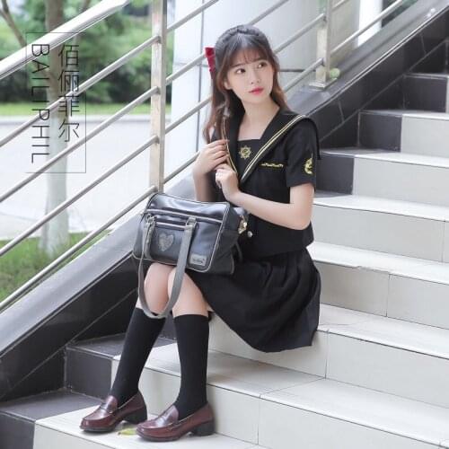 Dark Spark Lighter Bad JK Uniform College Short-Sleeved Student Sailor Suit School Uniform womens clothing sailor uniform