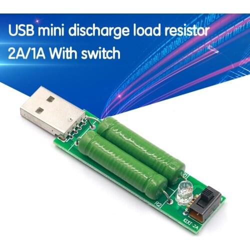 USB mini discharge load resistor 2A/1A With switch 1A Green led, 2A Red led
