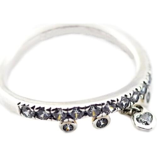 Chandelier Droplets Ring Clear CZ Spring Rings For Jewelry Making 925 Original Silver Jewelry Make Up Woman Gift Ring