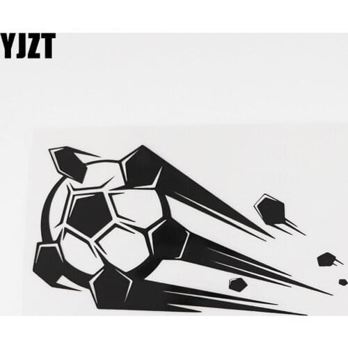 YJZT 16.8CMX9.9CM Flying Football Ball Sports Decal Vinyl Car Sticker Black/Silver 8A-0869