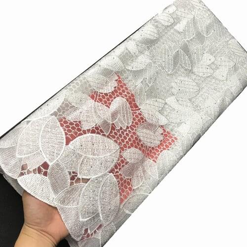 High Quality Net Lace White French Voile Guipure Tulle Mesh Lace Fabric for Rhinestone Wedding Nigerian Party Dress KRL-28773