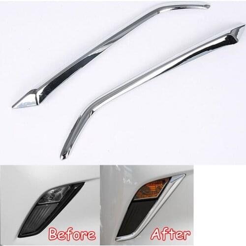 YAQUICKA Car Exterior Front Fog Light Lamp Eyelid Eyebrow Strip Cover Trim Styling For Mazda CX-3 CX3 16-18 Accessories Moldings