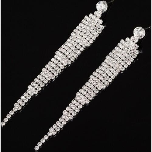 YFJEWE Fashion Austrian Crystal Long Tassels Drop Earrings For Women Gold\Sliver Color Earring Jewelry Christmas Gift #E199