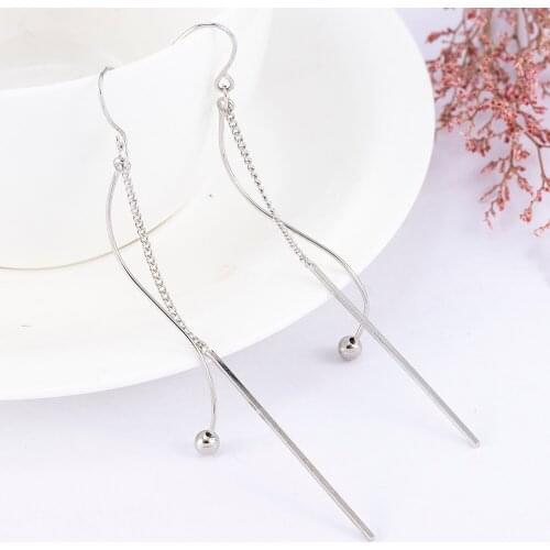 2019 Simple Fashion Geometric Long Vertical Bar Chain Earrings for Women Fashion Charm Drop Earrings Jewelry Kolczyki Pendientes