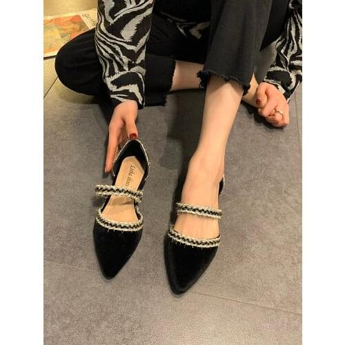 Pure color simple Mary Jane ladies single shoes 2021 spring and summer new fashion all-match shallow mouth pointed flat shoes