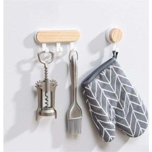 1PC Decorative Wall Wood Hooks Coat Scarf Bag Hanger Kitchen Accessories Organizer Hook Storage Rack Behind Door Hook