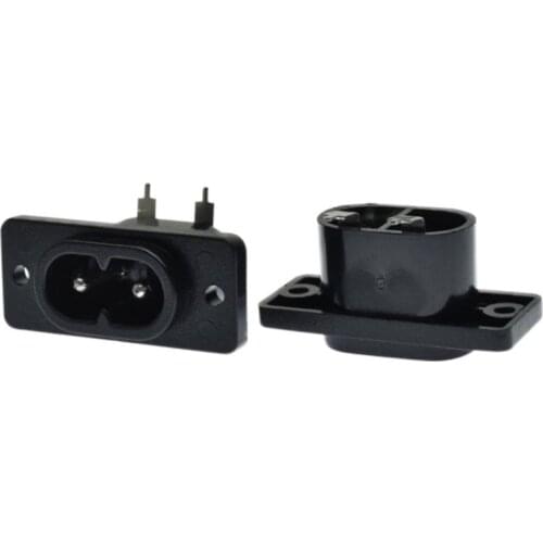 10pcs Right Angle AC250V 2.5A 5pcs 2Pin IEC 320 C8 Screw Mount Inlet Plug Socket AC-005B