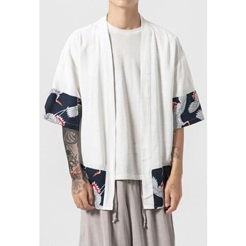 2019 Men Sun Protection Clothing Jacket Open Stitch Cotton Linen Clothes Streewear Male Print Jackets Mens